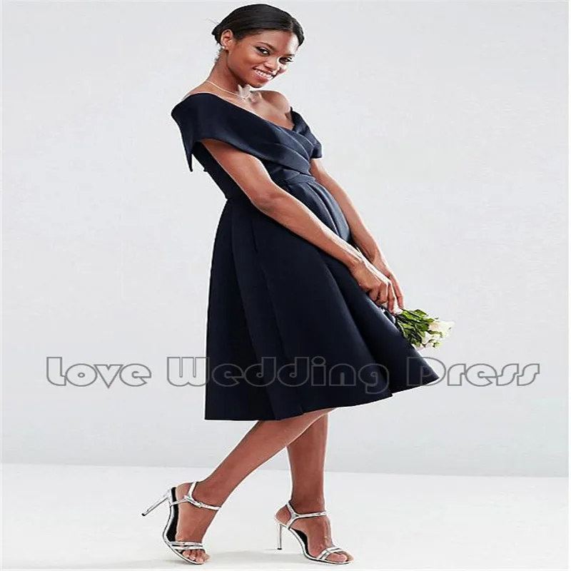 Satin Cap Sleeve Criss Cross V Neck Short font b Bridesmaid b font font b Dresses
