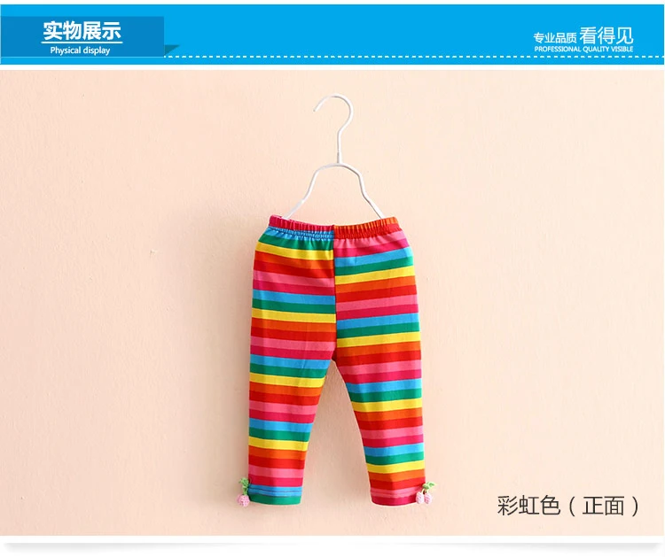 2016 Summer Strawberry Clothing Baby Child Girl Colourful Striped Knee Length Leggings (1)