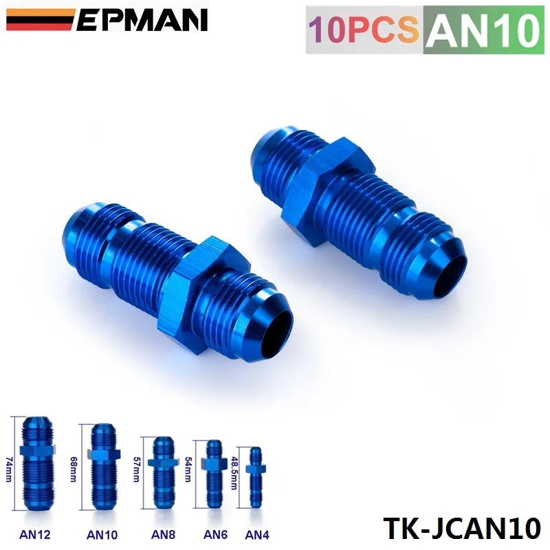 10AN AN-10 7/8 MALE THREAD STR AIGHT BULKHEAD FLARE BLUE ALUMINUM FINISH FITTING TK-JCAN10