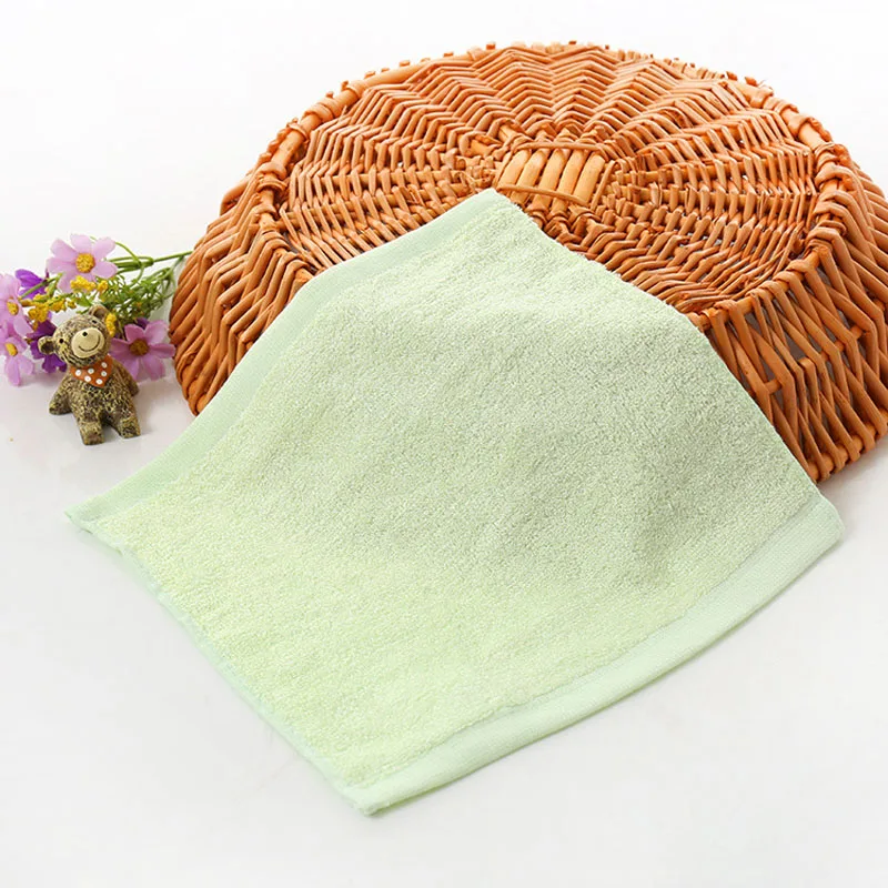 24*25.5CM Bamboo Fiber Skin-friendly Solid Color Wash Face Hand Towel Kindergarten Kids Children Handkerchiefs 2pcs FS0587