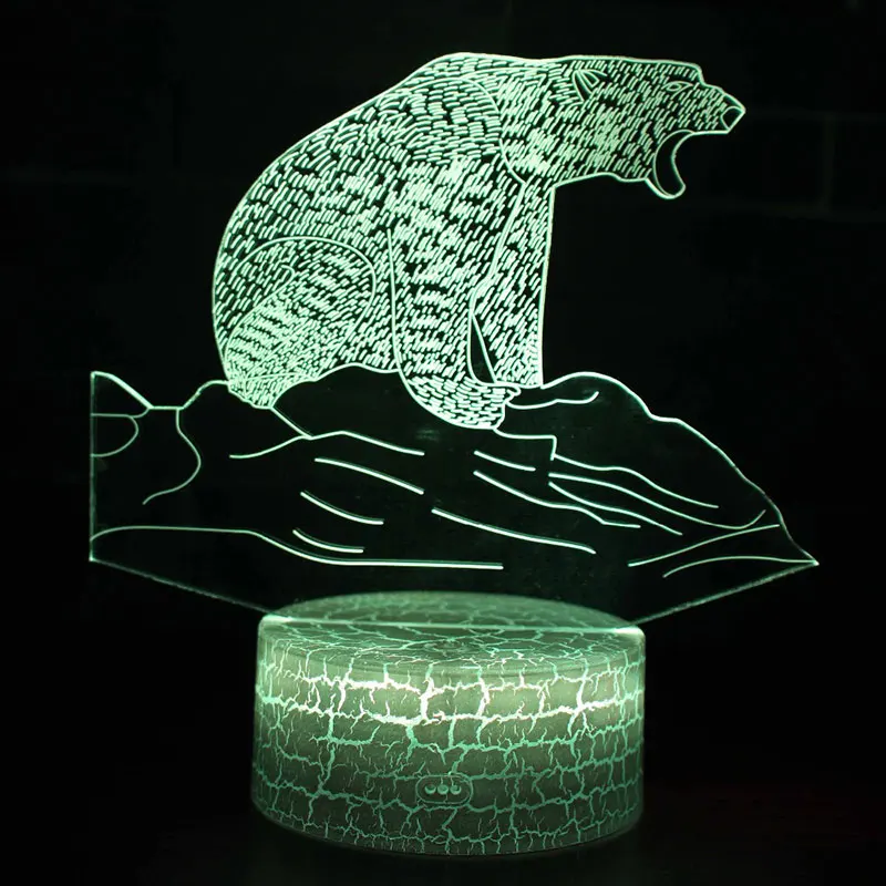 Polar bear theme 3D Lamp LED night light 7 Color Change Touch Mood Christmas present Dropshippping | Лампы и освещение