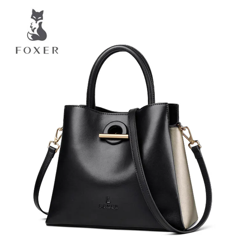 

FOXER 2018 New women leather bag fashion bag luxury women leather handbags tote shoulder bag Handbags