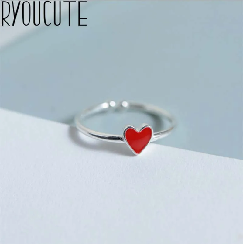 Buy Punk Retro Silver Color Red Heart Rings for Women Jewelry Bohemian Adjustable Antique 32988240274