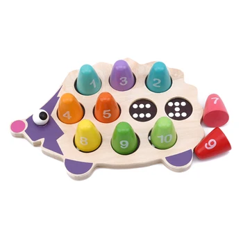 

Baby Early Educational Learning Wooden Math Toy Cartoon Colorful Hedgehog Matching Figures Kid Birthday Gift
