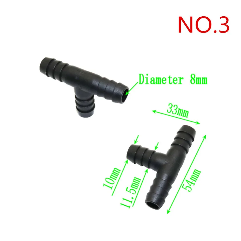 Manguera de plástico de 3mm, 4mm, 8mm, 10mm, 13,5mm, manguera de 3 vías accesorios de tubería en forma de T de Tubo de unión 10 piezas