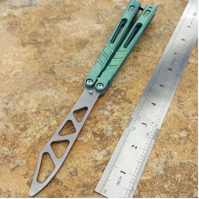 

Butterfly In Knife Titanium Handle Non Sharp Trainer Practice Folding Pocket Tools Socket System Alpha Beast D2 Blade Jilt Knife