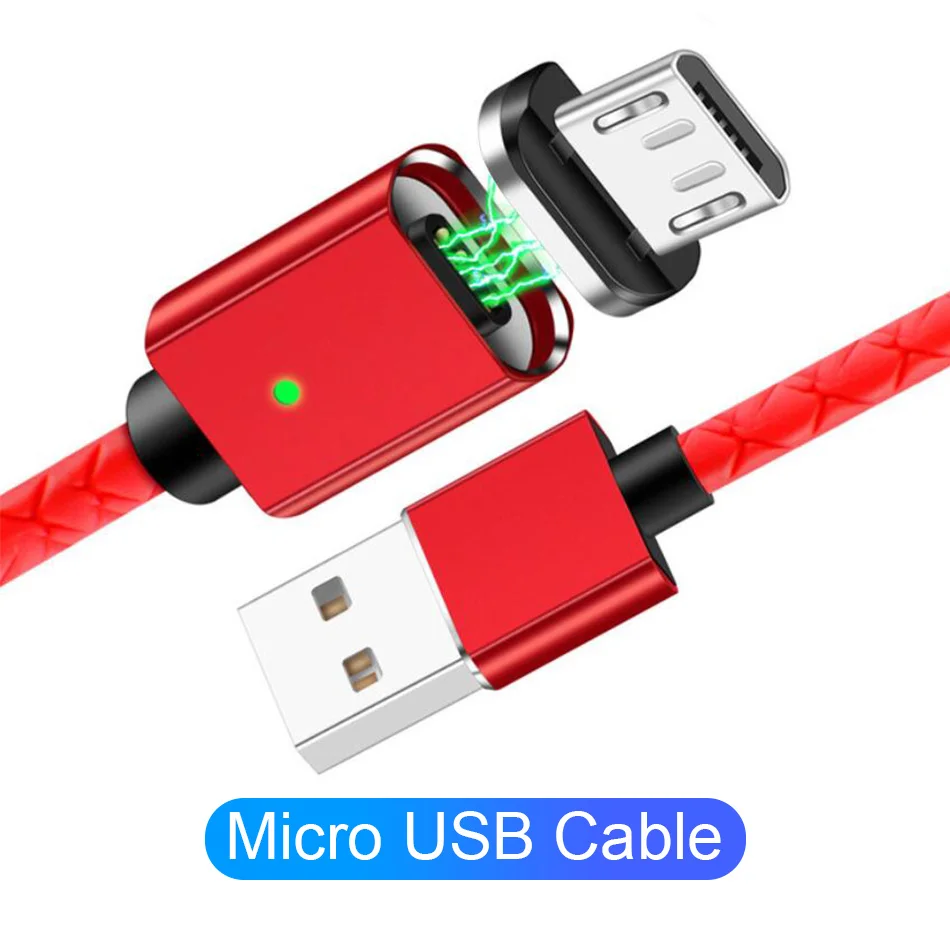 Магнитный кабель для iPhone 6 7 Xs Micro usb type-C кабель 3A Быстрая зарядка usb type-C кабель для samsung Xiaomi зарядное устройство Шнур для телефона - Тип штекера: Red For Micro