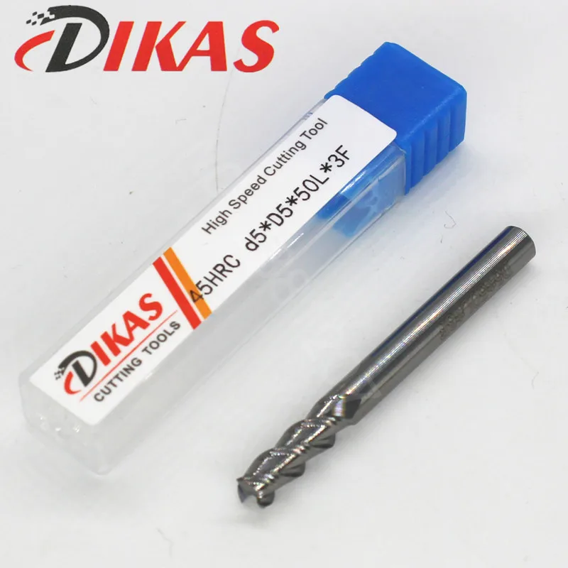 Dikas 45HRC d5 * D5 50L 3F материал карбидная квадратная торцевая фреза с 3 канавками 5 мм