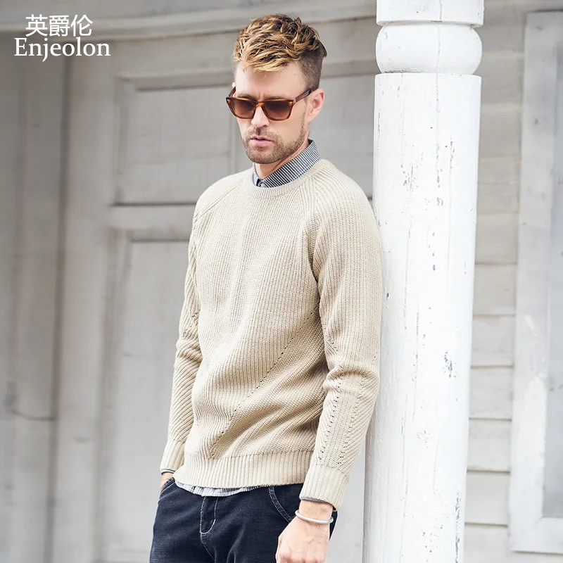

Enjeolon brand winter o neck sweater men wool knitted pullover Sweaters man solid wool Clothing Men casual pullov Sweater MY3230