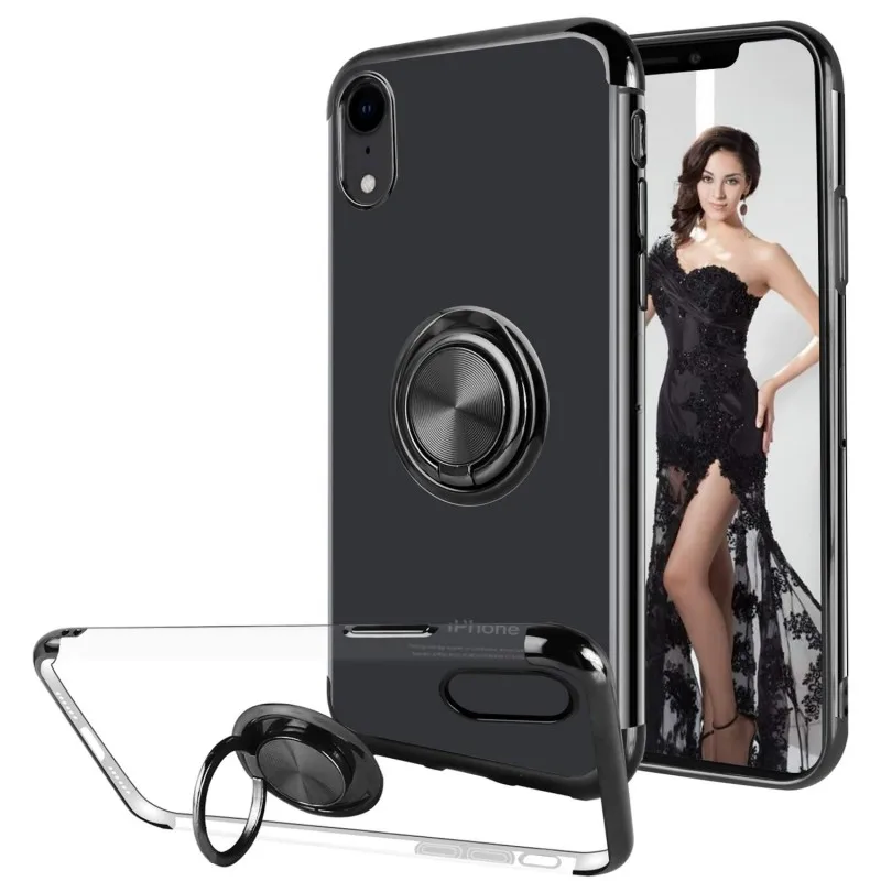 

Case For iPhone 11 Pro X XS Max XR Cover Rotatable Ring Kickstand Magnetic Car Mount Plating TPU Case For IPhone 6 6s 7 8 Plus