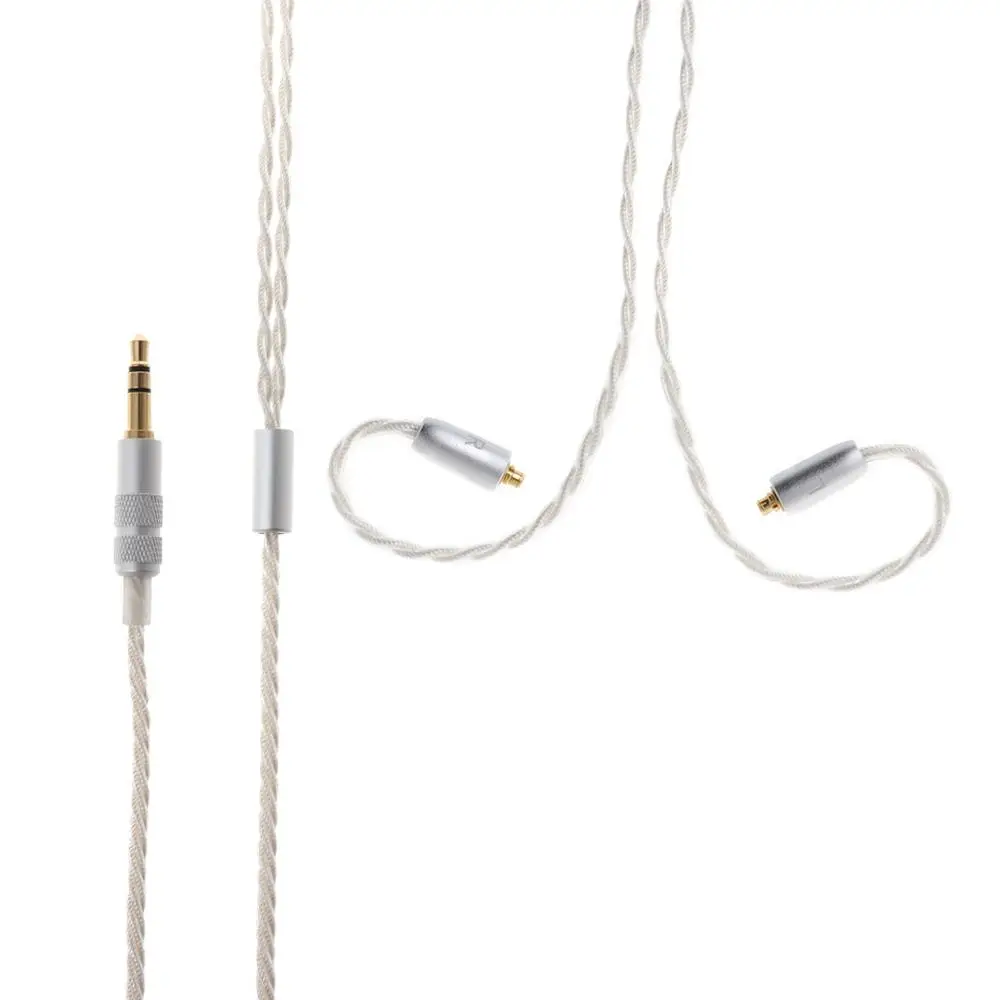 4 Twist Shares Single Crystal Plated Silver Earphone Cable Wire Cord Replacement for MMCX Jack Shure SE846 SE535 SE425 SE315