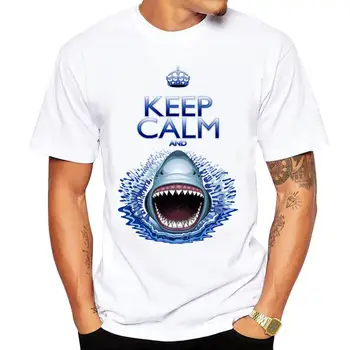

Keep Calm Men's T-shirt Shark Jaws Attack funny 3D print t shirt men summer fashion round neck short-sleeved tee shirt homme
