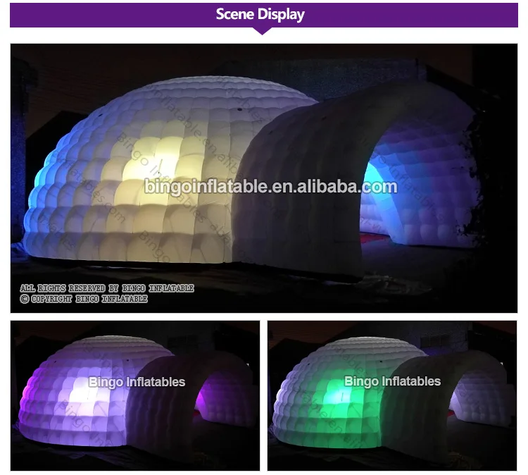 Бесплатная доставка, 15 М Белые гигантские надувные куполообразной палатки Типи изменение цвета светодиодное освещение иглу шатер для