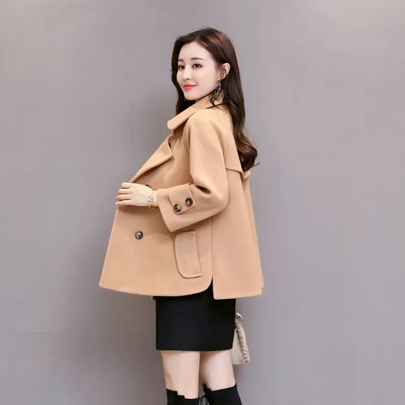 Manches Paste rice caramel Manteau Nzyd700 Nouveau Femmes Laine bean Neuf Mélanges De Survêtement Style Colour blue Mode Occasionnel point 2018 Automne Hiver Lâche Camel 0XOwN8nPk