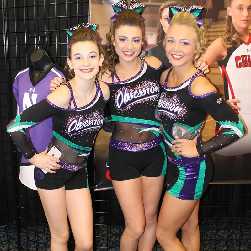 5 sets المهنية competion المشجع موحد hairbow بوم بوم الذكور/الإناث المشجع زي الرياضة الزي بالطلب