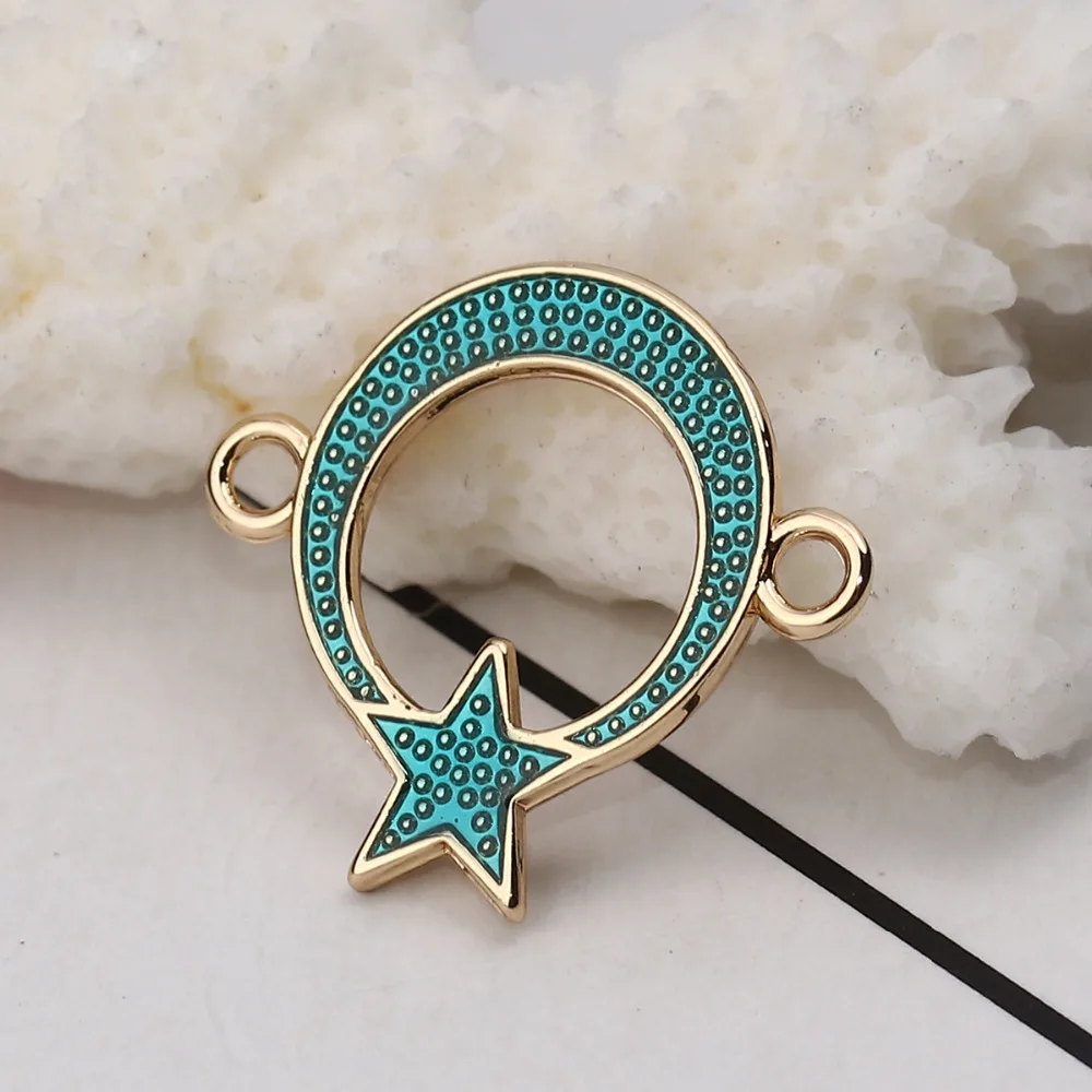 Разъемы DoreenBeads для Galaxy из цинкового сплава полумесяц золотой цвет разноцветная