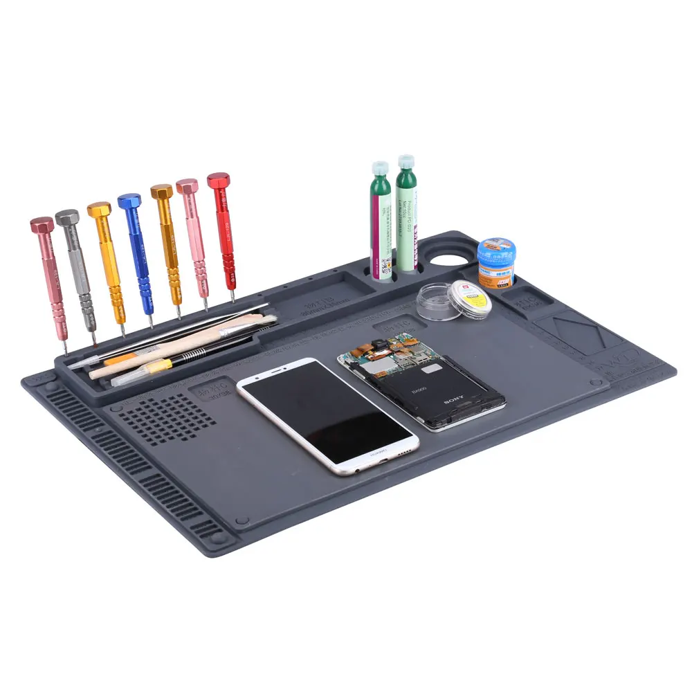

2 in 1 Heat Insulation Silicone Soldering Pad Desk Mat Maintenance Platform For BGA Soldering Repair Station