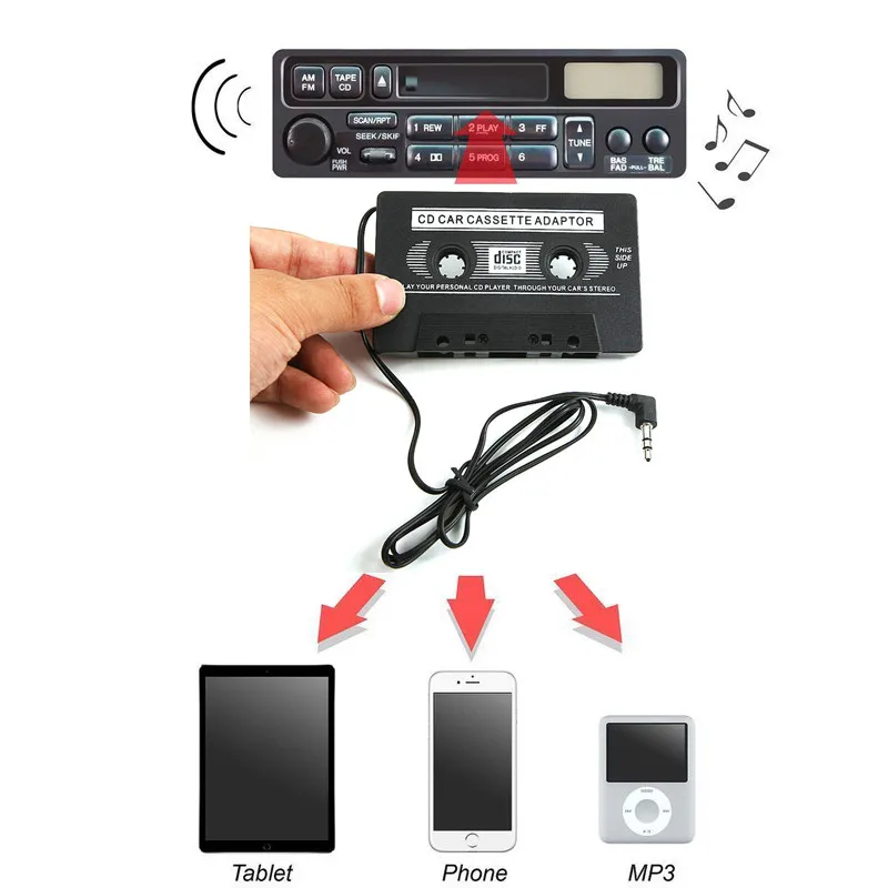 Высокое качество автомобильная кассета Универсальный автомобильный аудио Кассетный адаптер для iPod MP3 CD DVD плеер# ew