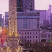 Twilight Downtown City Scene Loop Chicago Illinois USA Poster Print (36 x 12)