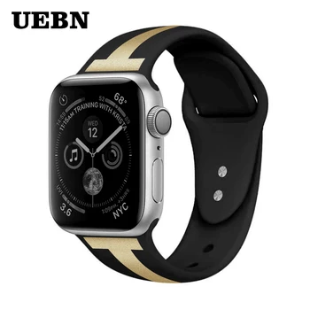 

UEBN Sport band for apple watch series 4 3 2 1 strap for iWatch T printing Soft Silicone Replacement band adapter 38 40 42 44mm