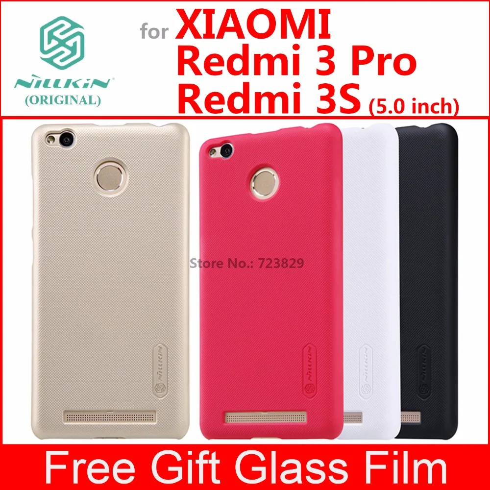  Xiaomi redmi 3S case redmi 3 pro 3 S case cover Nillkin frosted case for xiaomi redmi 3S Prime 3 Pro 3 S with glass film 
