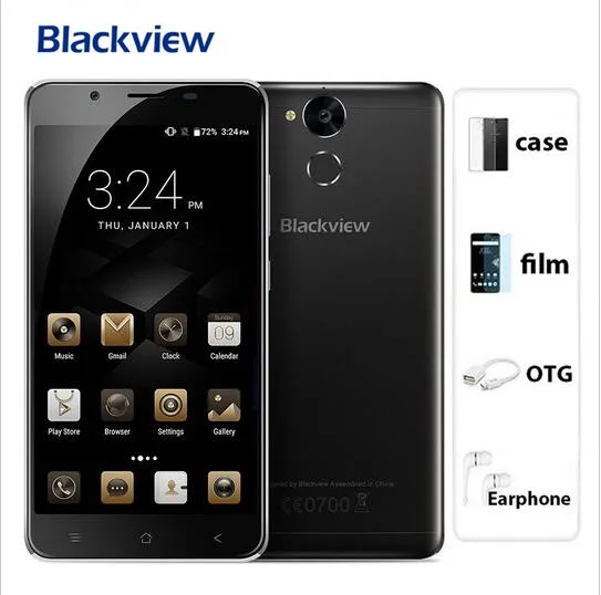 2017 New Blackview P2 Lite 6000Mah 3GB RAM 32GB ROM Mobile Phone Fingerprint ID MTK6753 Octa