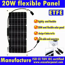 20 Вт гибкие солнечные панели ETFE солнечный модуль В 18 в выход для зарядки В 12 В батареи на автомобиль, грузовик, корабль, мотор bycle, Солнечный комплект