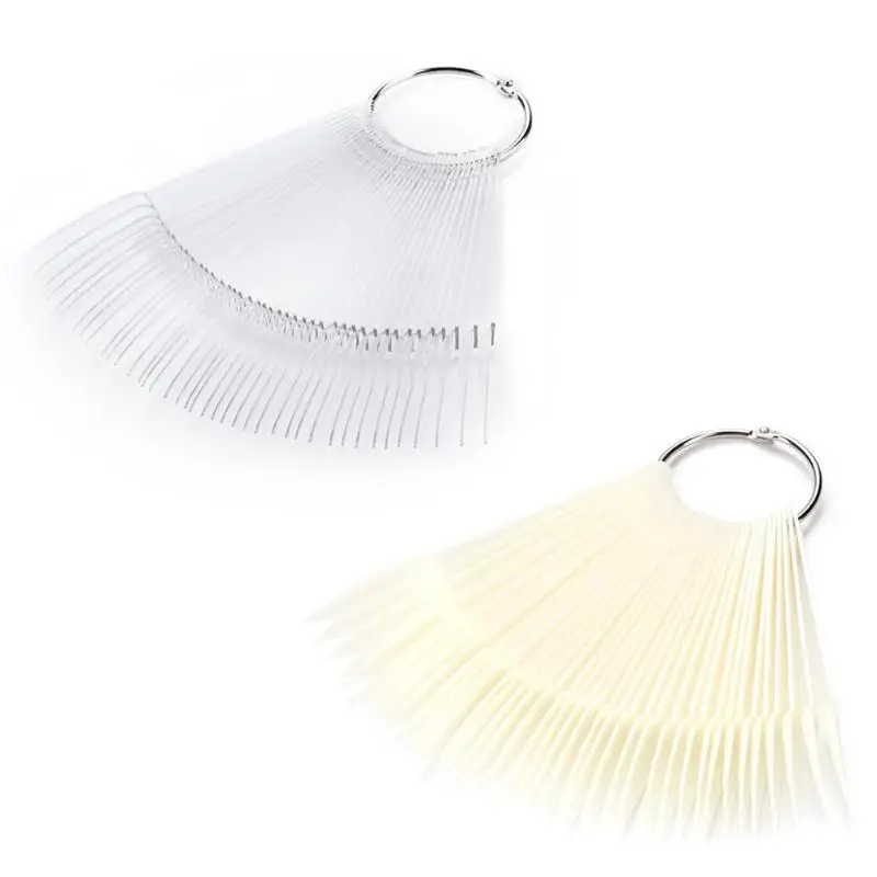 

2Color 40pcs False Nail Tips Fake Nail Art Polish Color Card Acrylic Practice Chart Palette Buckle Ring Practice Display Tools