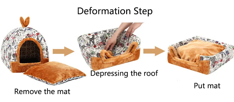 Собачья будка утепленная мягкая подстилка для животных складная двойного назначения Водонепроницаемая Нижняя Милая форма Мультфильм Печать Конура для кошки