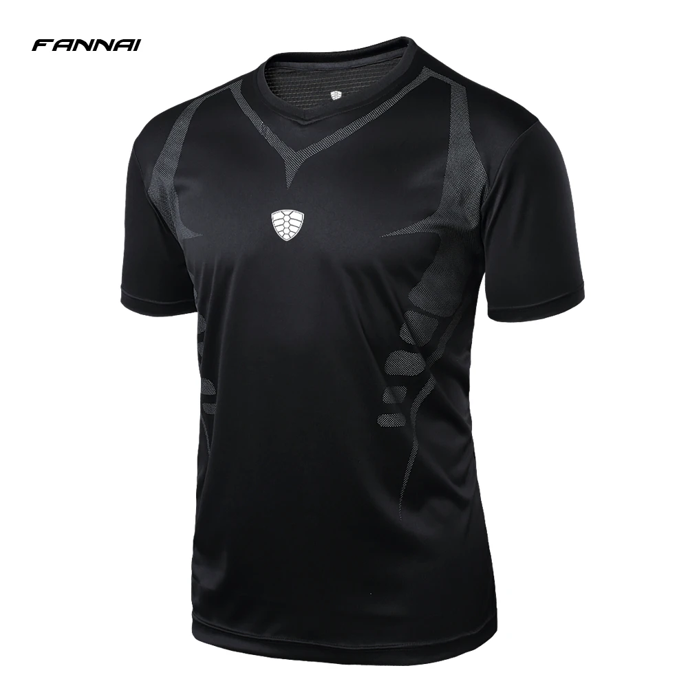 FANNAI футболка для бега в тренажерном зале, мужская спортивная футболка с короткими рукавами, летние футболки и топы, футболка для фитнеса, быстросохнущая Мужская спортивная одежда - Цвет: Black