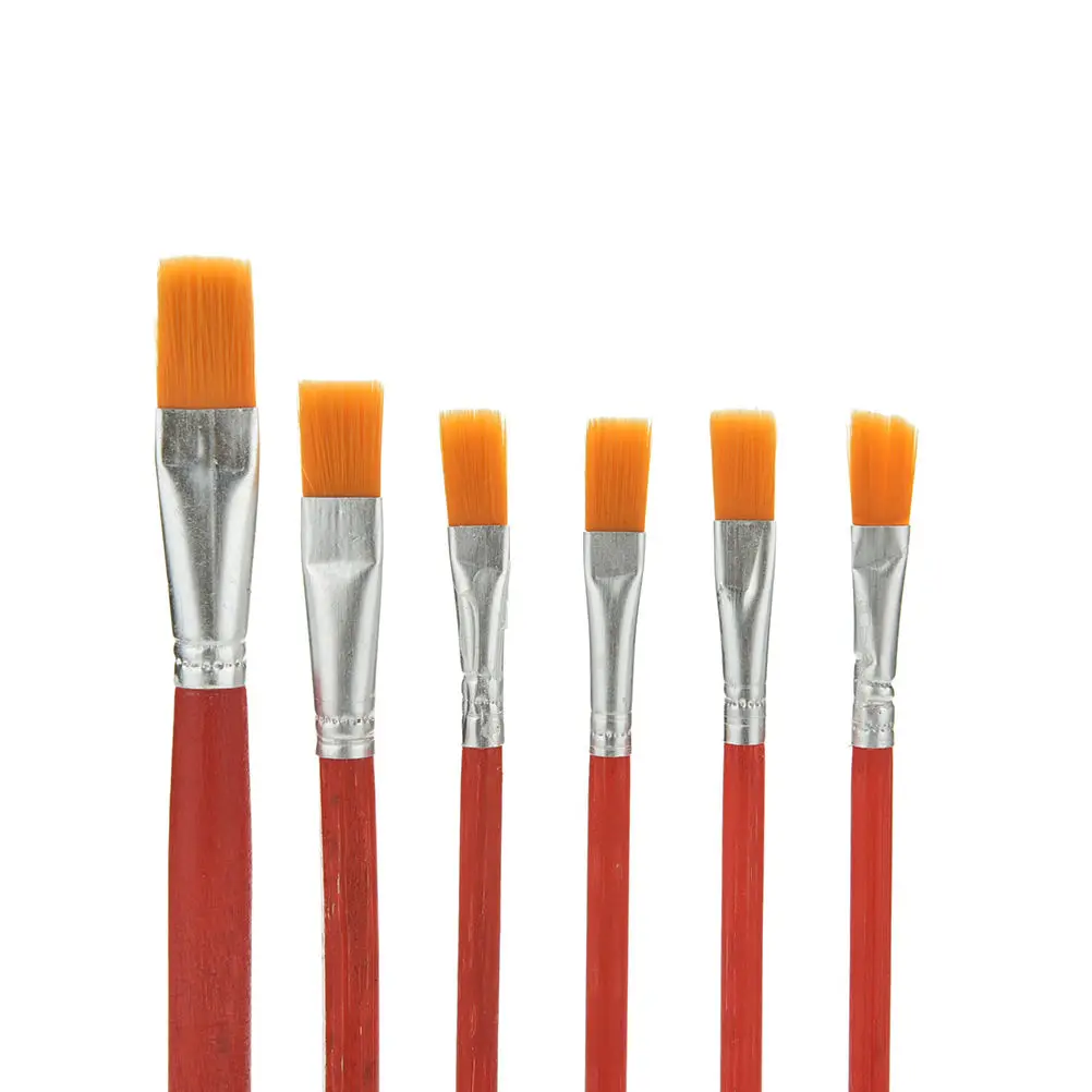 6Pcs Artist Paint Brush Nylon Hair Watercolor Acrylic Oil Painting Drawing Brushes Student School Accessory Supplies