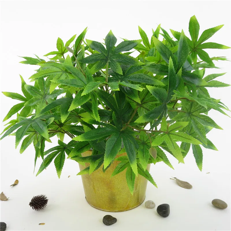 

Artificial Maples Leaves Potted Plant Bunch Home Wedding Decoration Green Wall Flowers