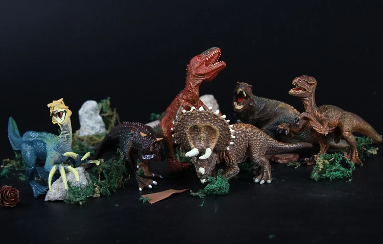 

6PCS/set Plastic Animal Figure Sickle dragon Triceratops Oklahoma Tyrannosaurus rex Kids Dinosaur Toys Set Gift For Kids