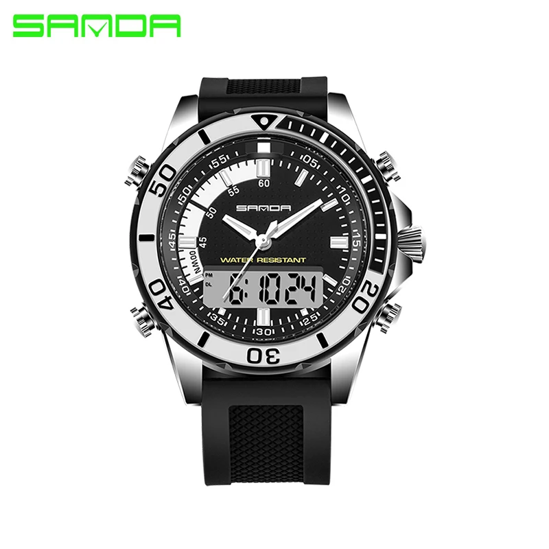 SANDA 003 Men Fashion Silicone Sport Watch Automatic waterproof army military wristwatch top quality mens famous