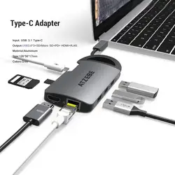 USB C концентратор 8 в 1 USB C к HDMI RJ45 Thunderbolt 3 адаптер для MacBook samsung Galaxy S10 huawei Коврики 20 P20 Pro Тип C USB Hub