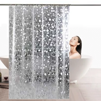 

Waterproof PVC Shower Curtains Eco-Friendly Moldproof Bath Curtain Transparent White Bathroom Curtain 3D Pattern Shower Curtain