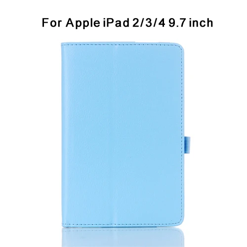 Стенд кожаный чехол для Apple iPad 2/3/4 A1395 A1396 A1397 A1416 A1430 A1403 A1458 A1459 A1460 кожаный чехол для Apple iPad2 iPad3 iPad4 - Цвет: For iPad 234-Lblue