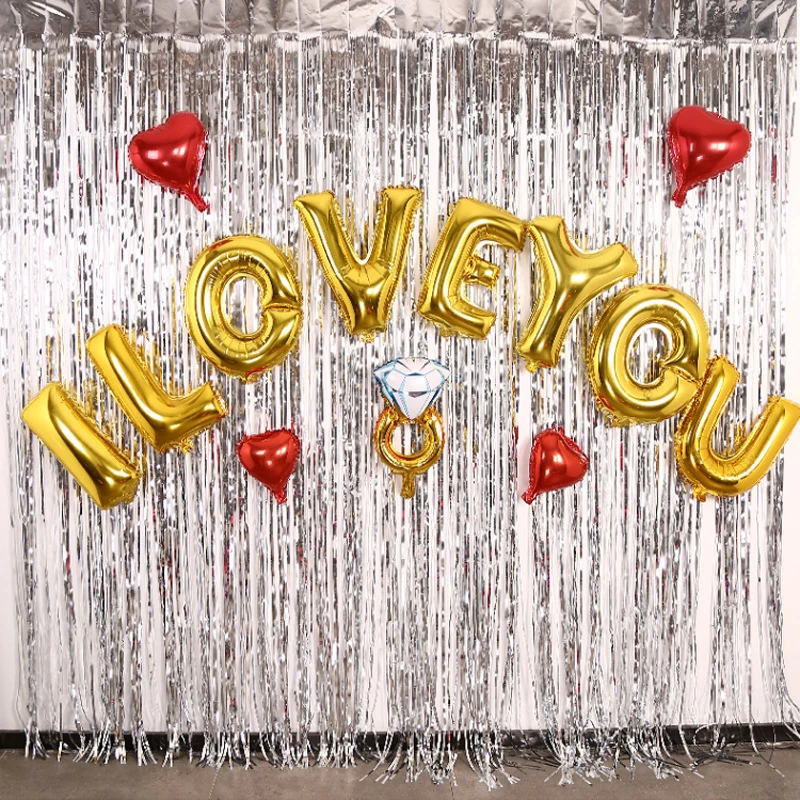 1*2M Gold Pink Rainbow Sequin Backdrop Foil Fringe Tinsel Curtain Birthday Party Rain for Wedding Wall Anniversary Decoration