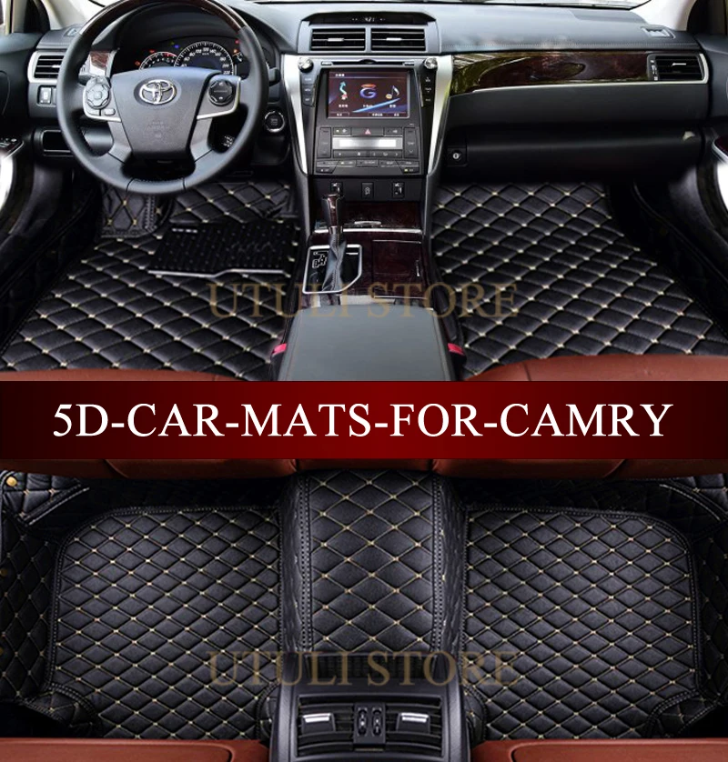 Leather Car Floor Mats For Toyota Camry Hybrid Custom Fit Leather Car Floor Mats For Toyota Camry Hybrid Custom Fit Styling Carpet Liners