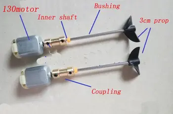 

1set DIY Remote Control Boat Double 130 Motor Drive Set Coupling+3cm CW CCW Propeller+Shaft Kit for RC Bait Model Ship