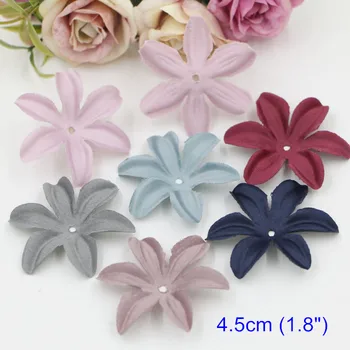 

80 Single Layer Fabric Flowers,4.5cm (1.8") Handmade 6 Petal Flowers 3D Flowers For DIY Crafts,Gifts,Jewelry,Decorative Flowers