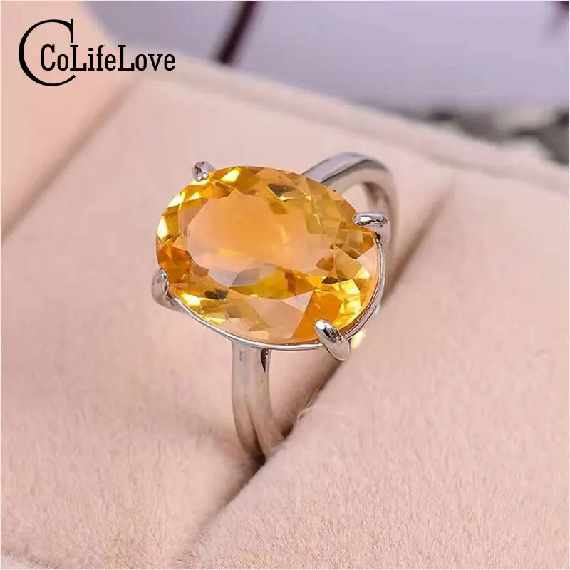 Кольцо из серебра 925 пробы с натуральным цитрином 10 х14 мм|ring solid|silver citrine ringring ring |