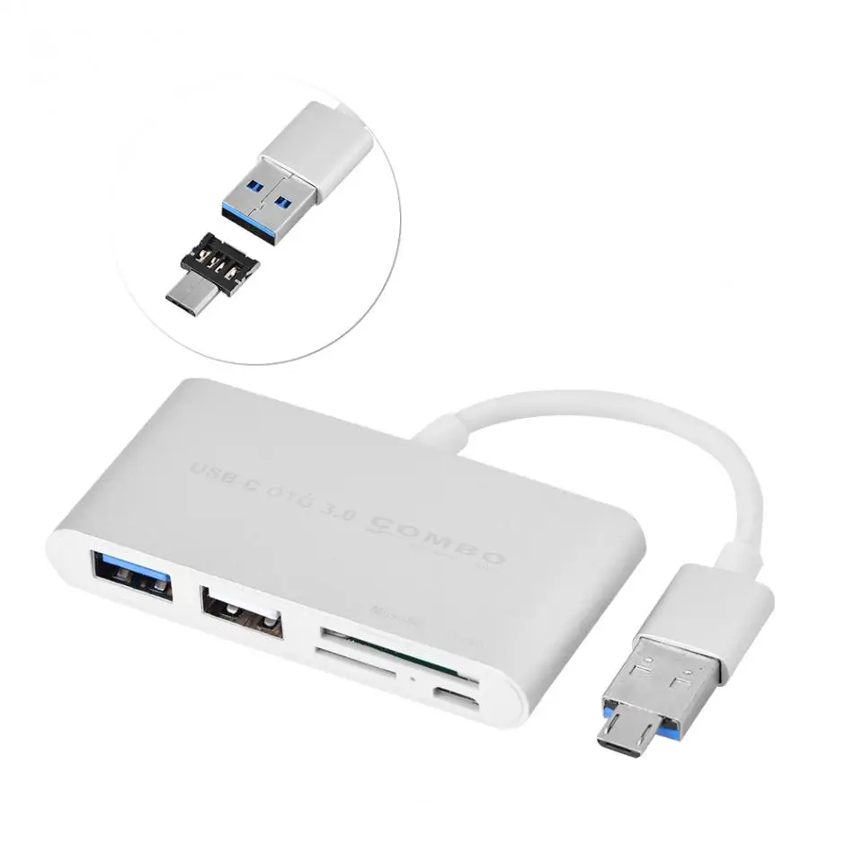 Многофункциональный USB-C OTG Combo 2 в 1 Micro USB+ USB 3,0 OTG usb-хаб Поддержка SD/TF Micro SD кардридер Функция