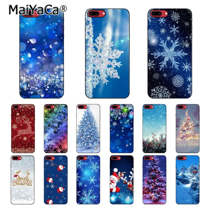 

MaiYaCa Merry Christmas snowflake Coque Shell Phone Case for iPhone 8 7 6 6S Plus X XS MAX 5 5S SE XR 10 Cases