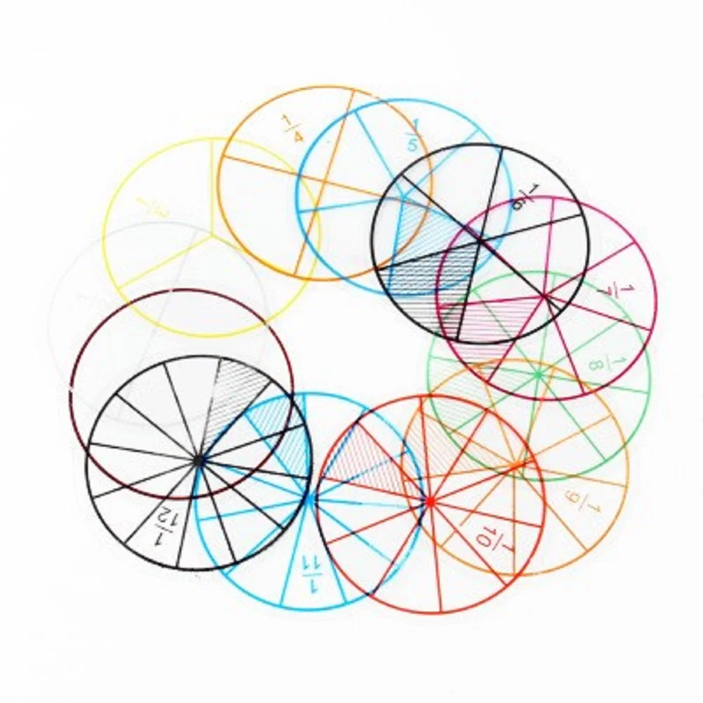 

12pcs Kids Plastic Number Fraction Circle Toy Baby Montessori Educational Materials Math Learning Chips for Children Toddler Boy