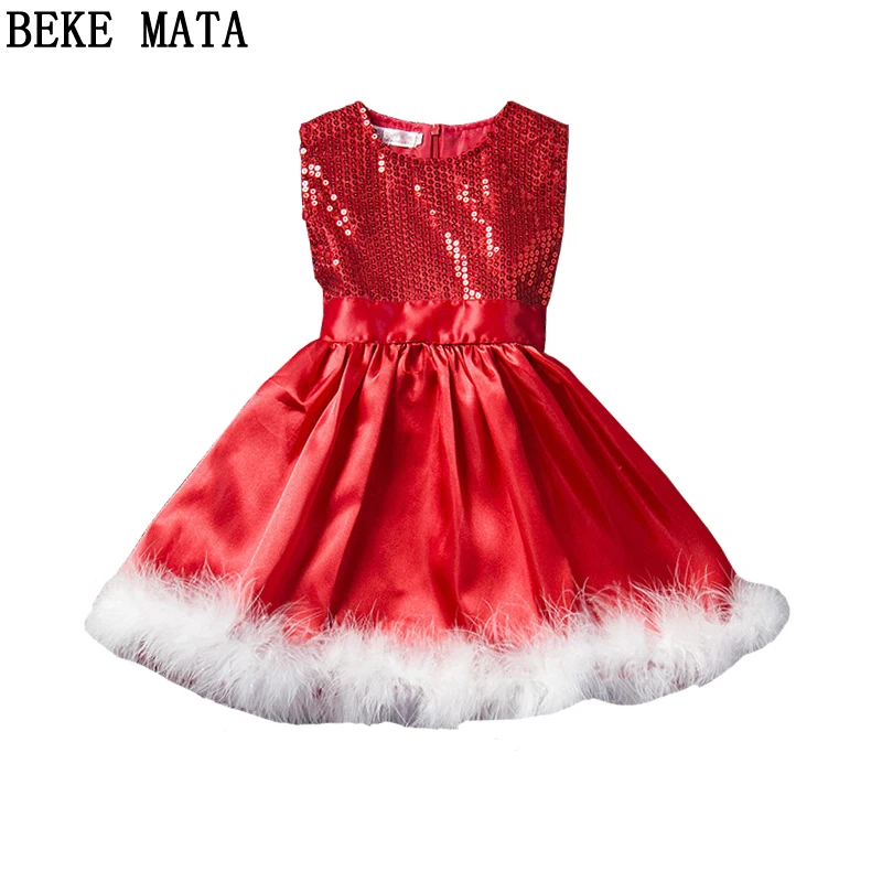 Рождество праздничные платья для девочек блестками без рукавов Детские платья принцессы для Обувь для девочек для маленьких девочек одежда Детский костюм