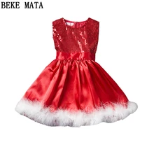 Рождество праздничные платья для девочек блестками без рукавов Детские платья принцессы для Обувь для девочек для маленьких девочек одежда Детский костюм