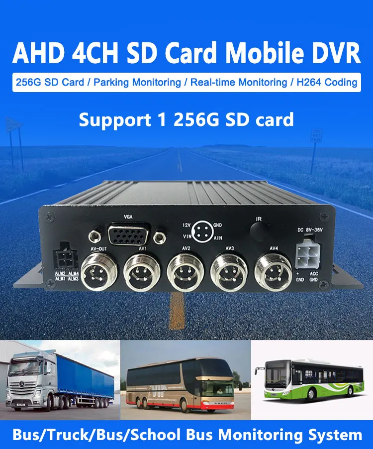 HD 4 канала AHD720P/AHD960P/AHD1080P мегапиксельная широкоформатная DC8V-36V мобильный видеорегистратор большая лодка/такси/частный автомобиль/грузовик/автобус