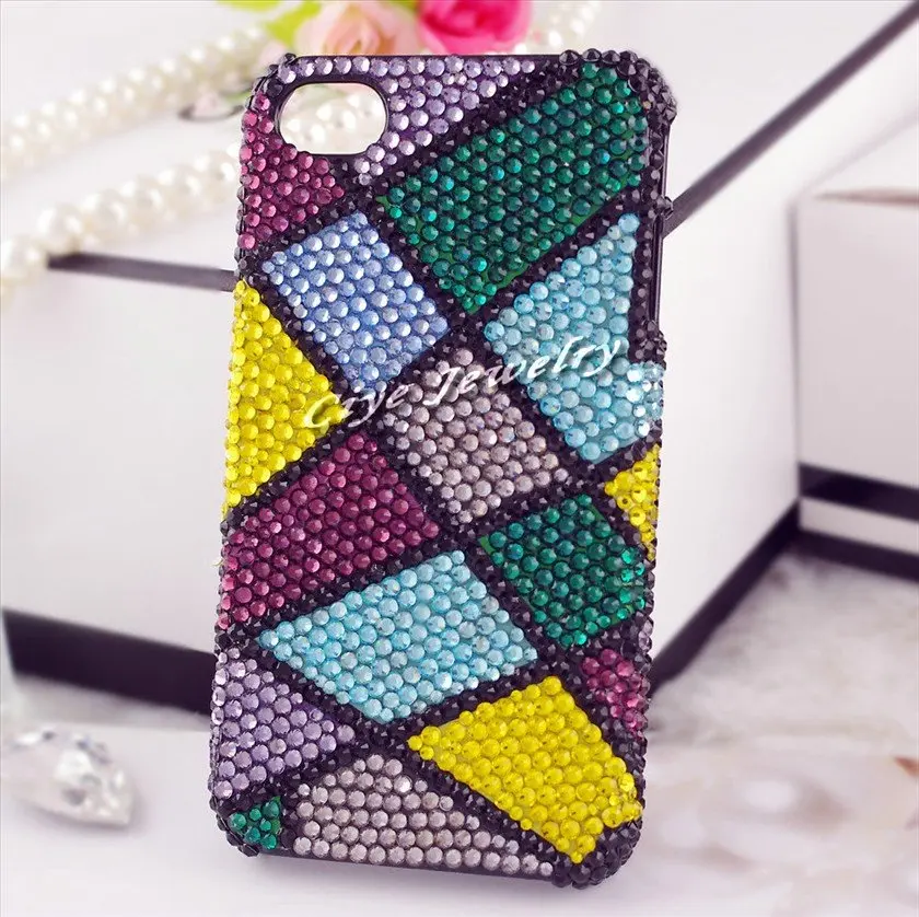 unique colorful magic cube rhinestone cell phone case for