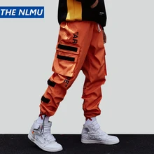 Брюки-шаровары для мужчин, уличная одежда с боковыми карманами, брюки для бега, хип-хоп повседневные мужские штаны с эластичной резинкой на талии HZ047